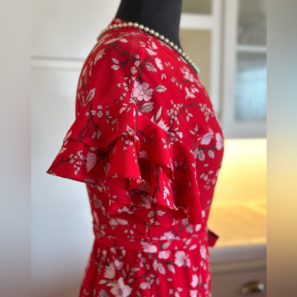 Max Studio Red Floral Wrap Dress - Picture 4 of 9